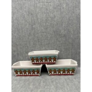 Set‎ of 3 Gingerbread Man Baking Dishes Mini Loaf Pans Christmas Kitchenware